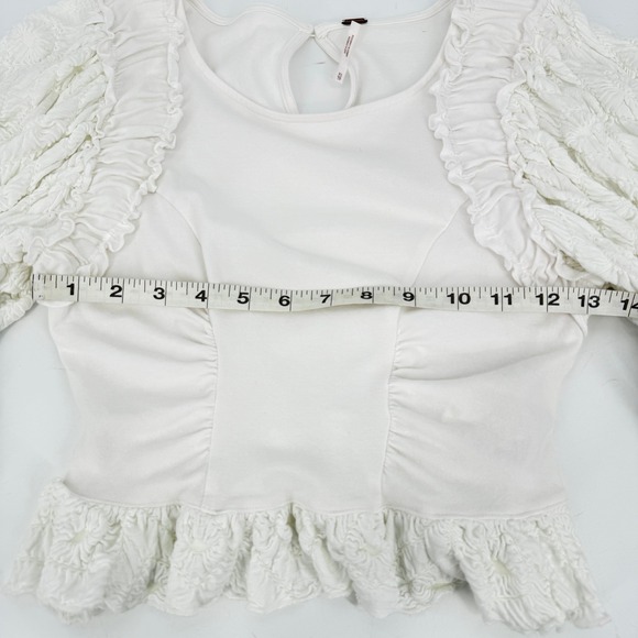 Free People White Olivia Contrast Stitch Knit Top XS - Picture 8 of 9